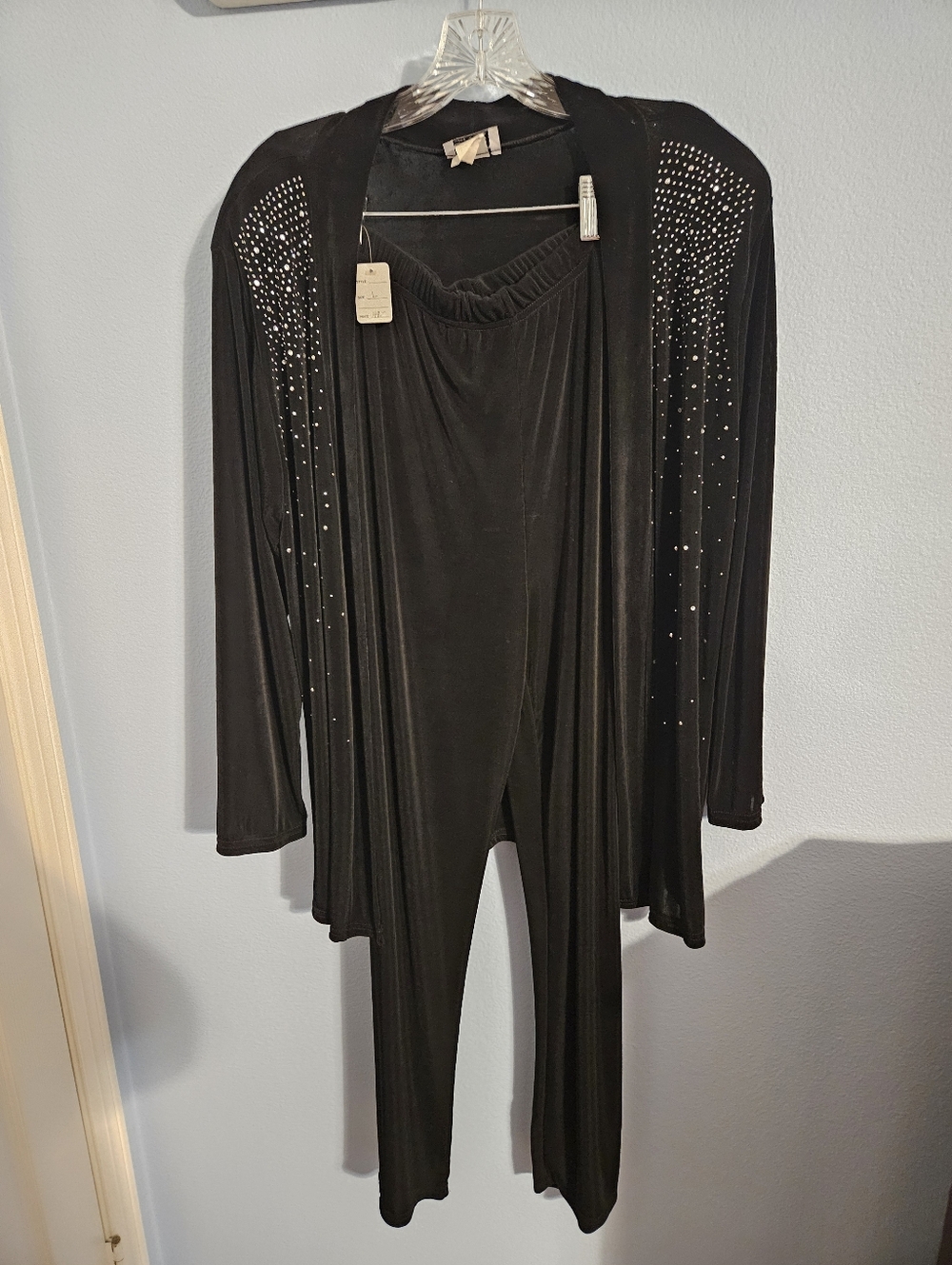 Black Two-Piece Rhinestone Accent Lounge Set